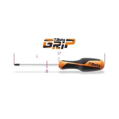 Beta 1267TX T15 Driver for Torx Head Screws, Ergonomic Handle 012670015